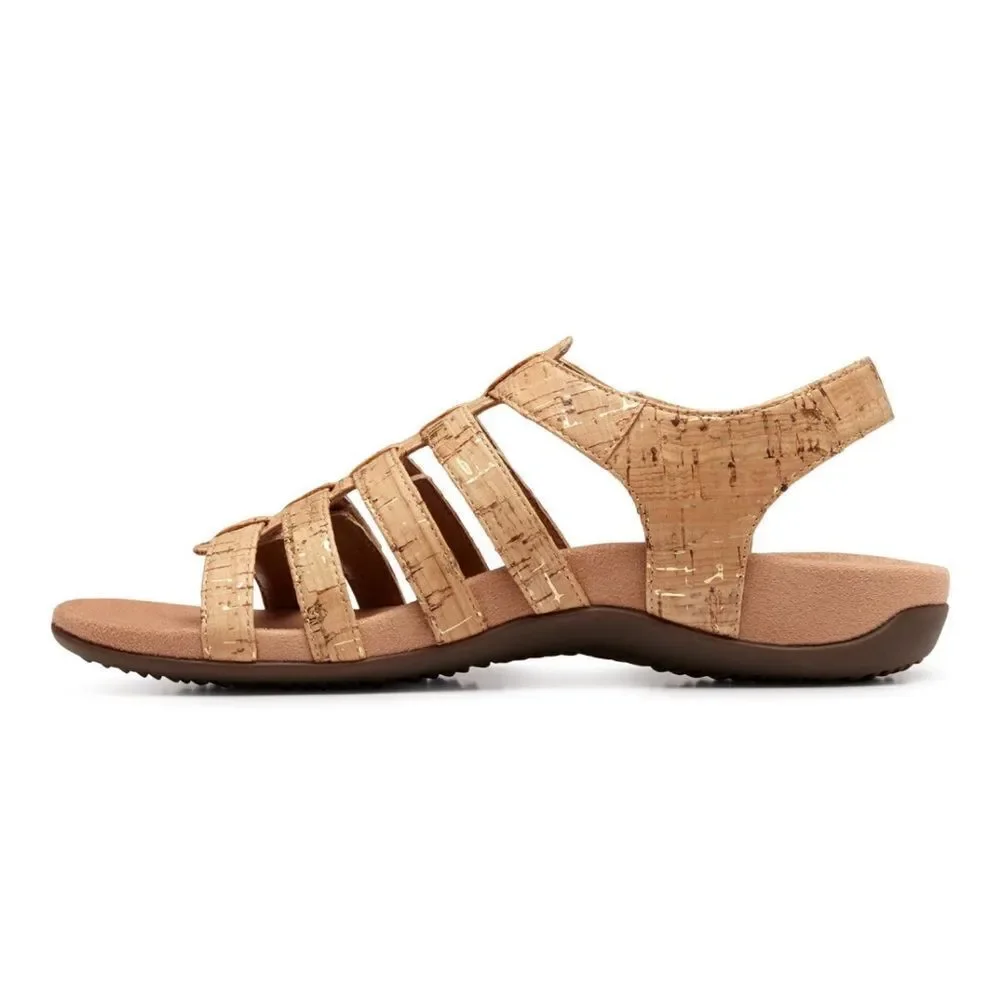 Vionic HARISSA Gold Cork Adjustable Strap Orthotic Gladiator Sandals